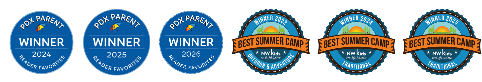 Award badges for Trackers Earth camps