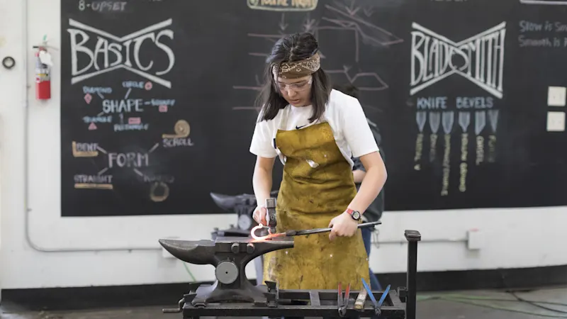 Blacksmithing and ceramics demos at Trackers